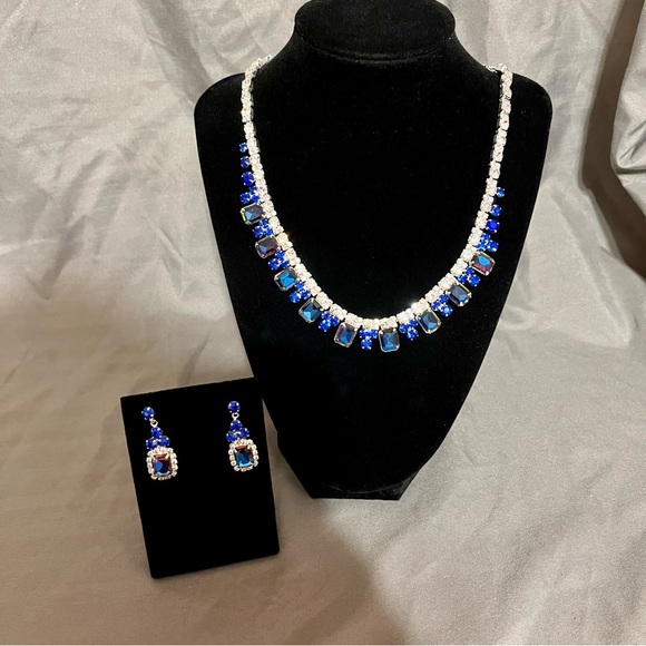 Prom/Special Occasion Necklace and Earrings, Royal Blue - Picture 1 of 16